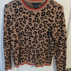 Tahari Animal Print Sweater with Red Accents